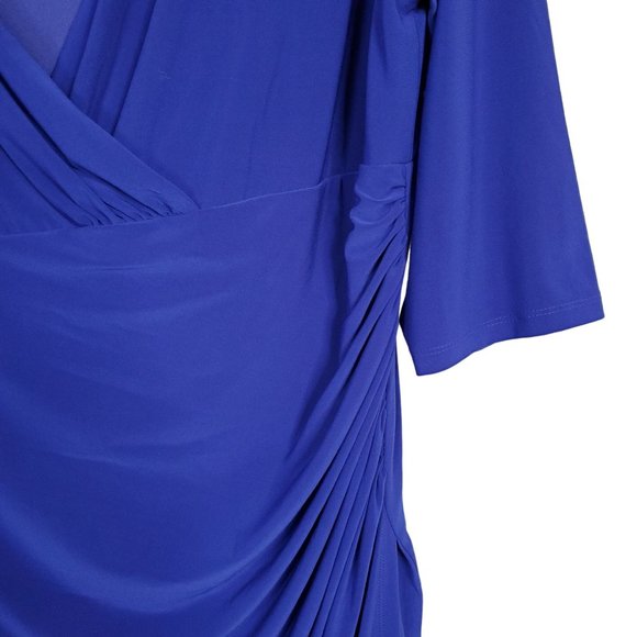 Jessica Howard Size 20W Dress V-neck Surplice Side Ruching Liquid Jersey Stretch - Picture 10 of 11